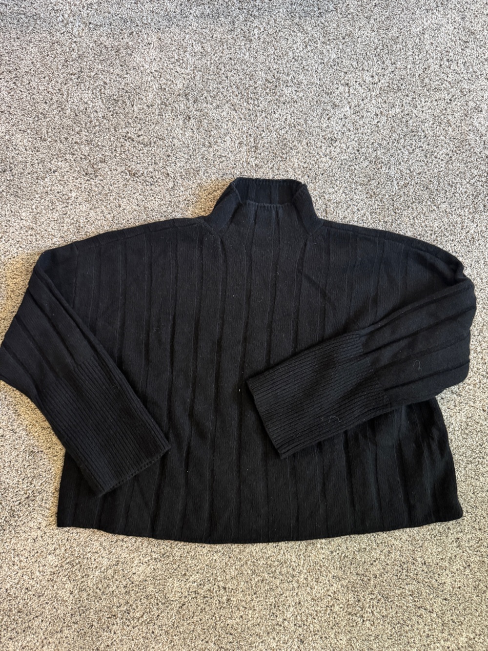 Madewell Black Recycled Cashmere Wool Mock Neck Sweater Boxy Size M